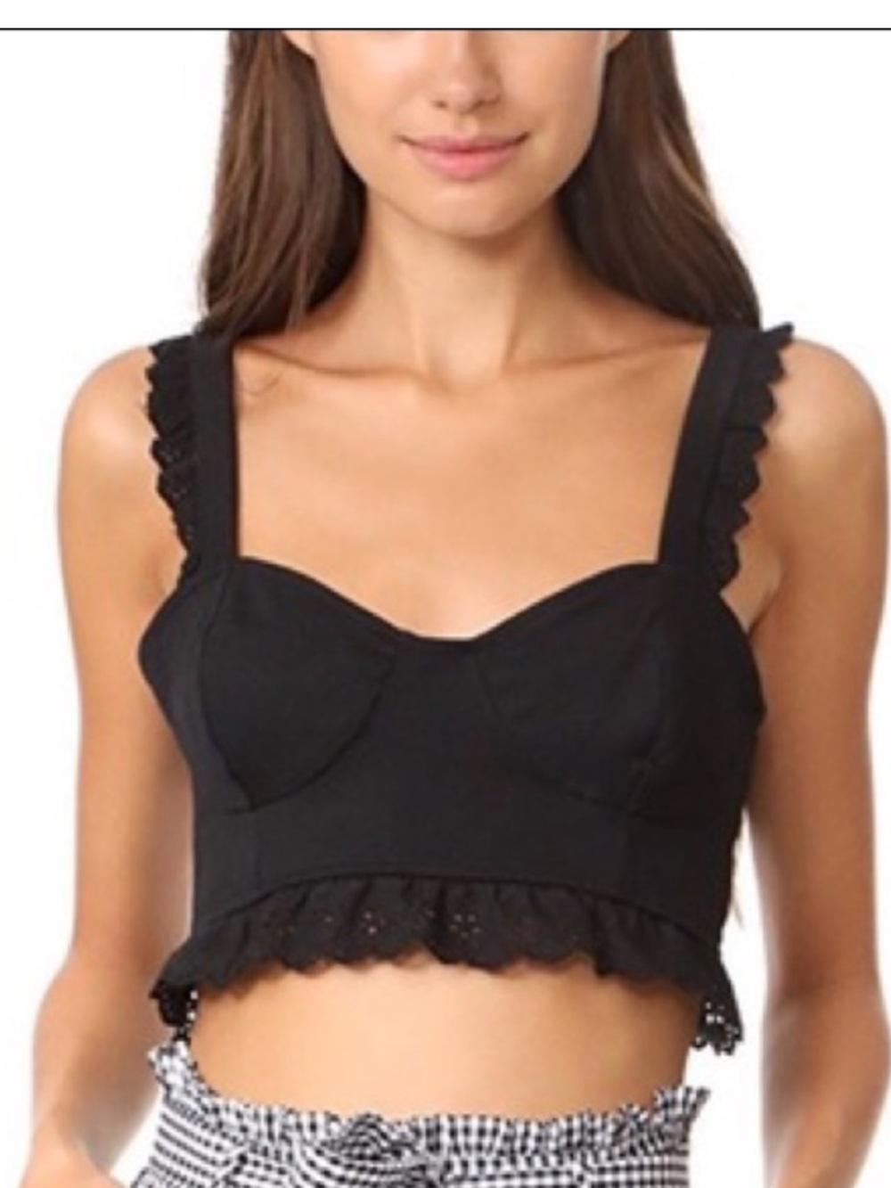 For love and lemons black bustier eyelit crop top XS